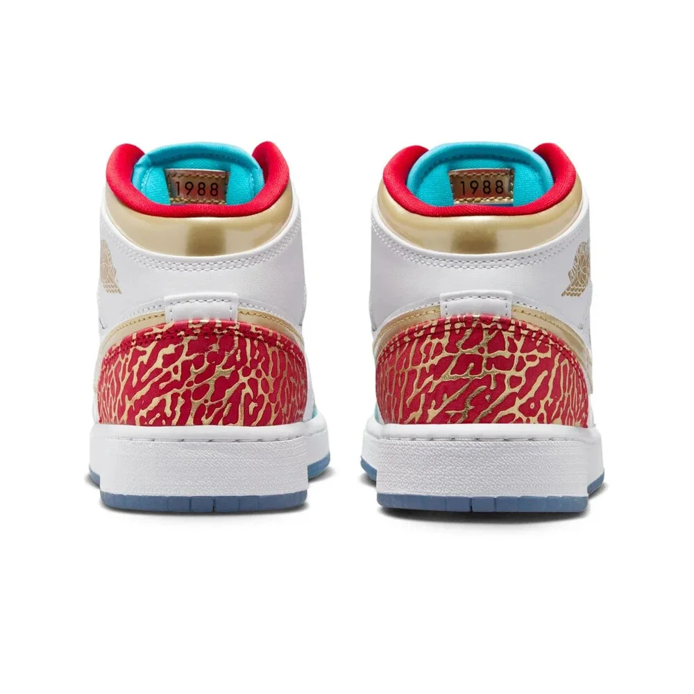 Nike Air Jordan 1 Mid NC to Chicago Sneaker Kids 6 White Lifestyle Shoes RHS9323